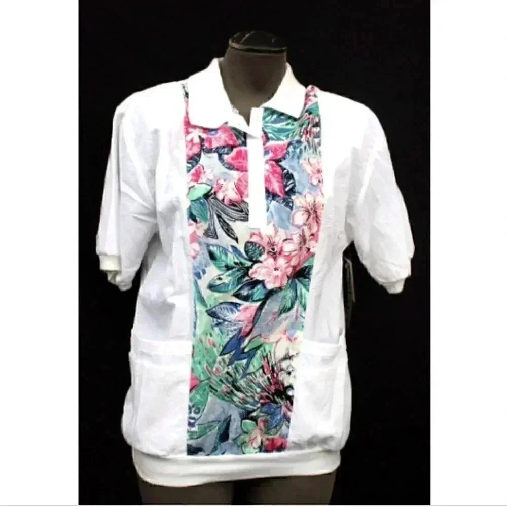 Vtg 1980s 1990s Retro Paquette Brand Floral Casual Grandmacore T-Shirt Blouse